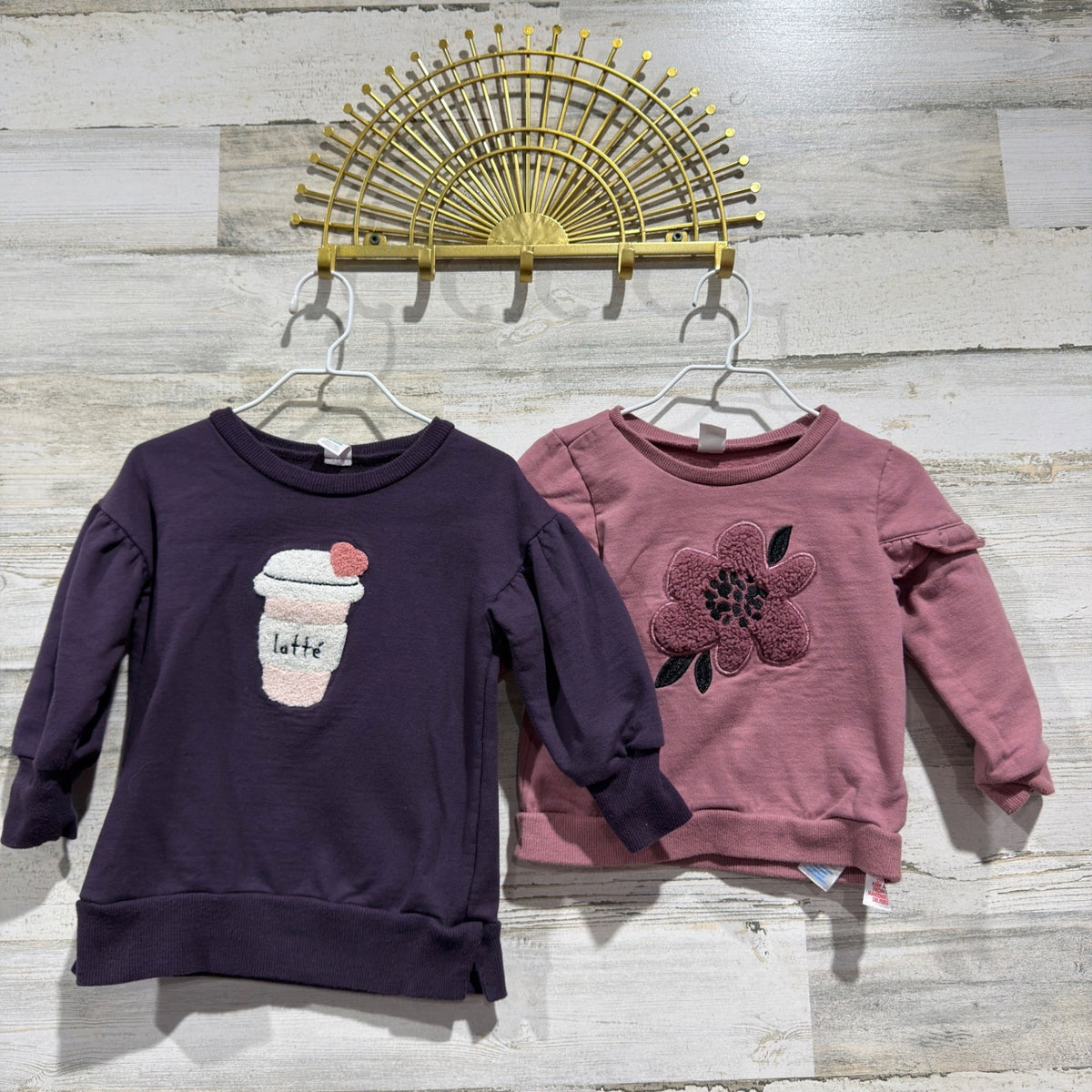 PL Baby Graphic Sweatshirt Set Girls 24M Purple Pink Cotton Blend Casual EUC0