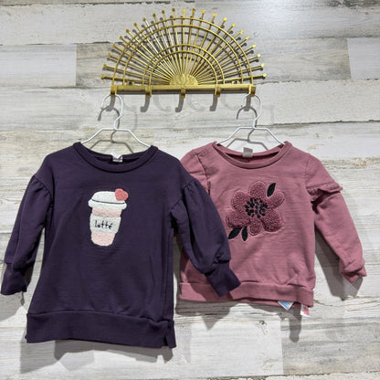 PL Baby Graphic Sweatshirt Set Girls 24M Purple Pink Cotton Blend Casual EUC0