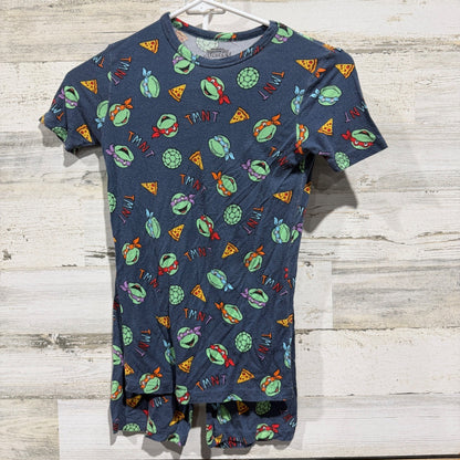 Nickelodeon TMNT Pajama Set Kids Size 10 Blue Pizza Print Short Sleeve Flawed*0
