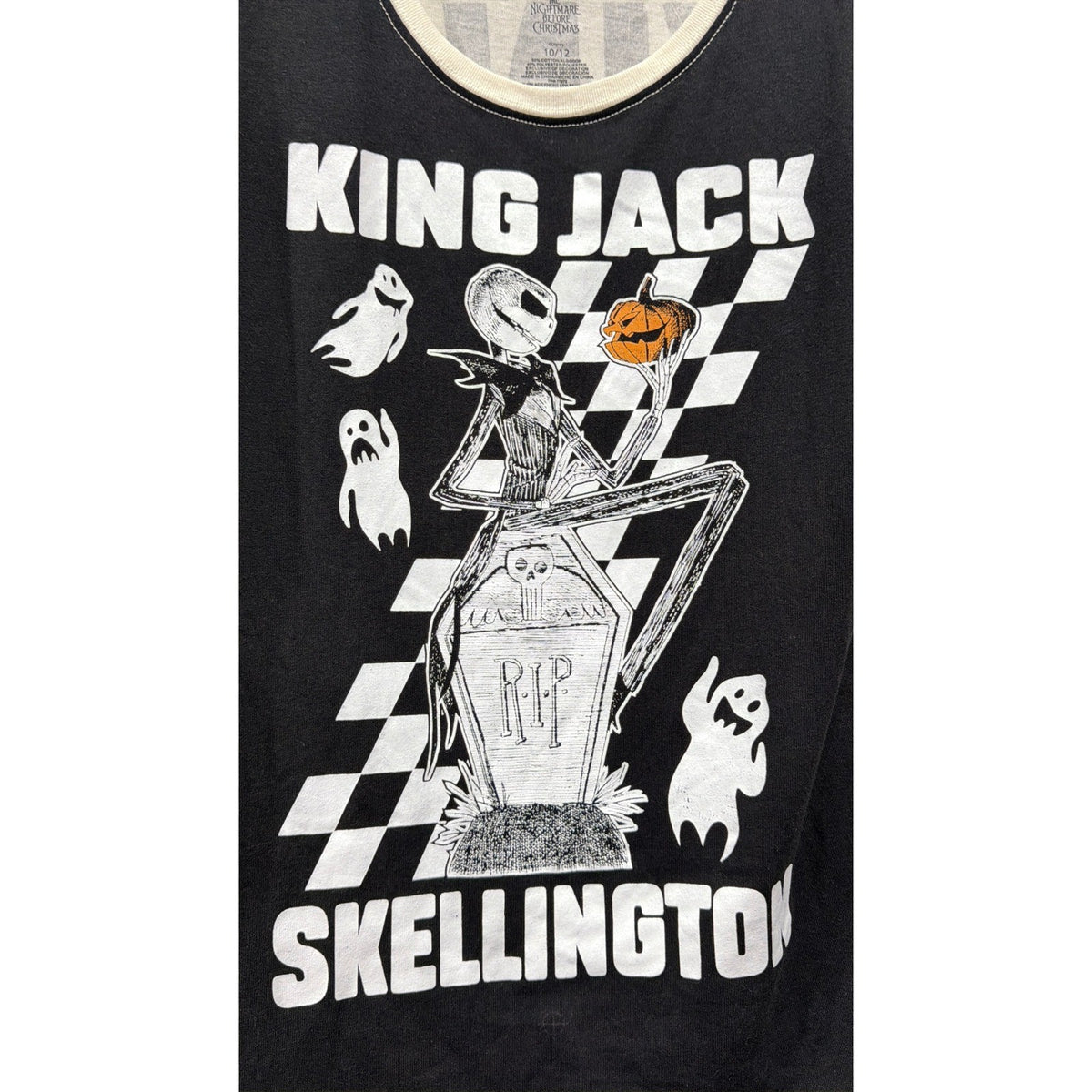 Disney King Jack Skellington Graphic Tee Kids 10/12 Black White NWT2