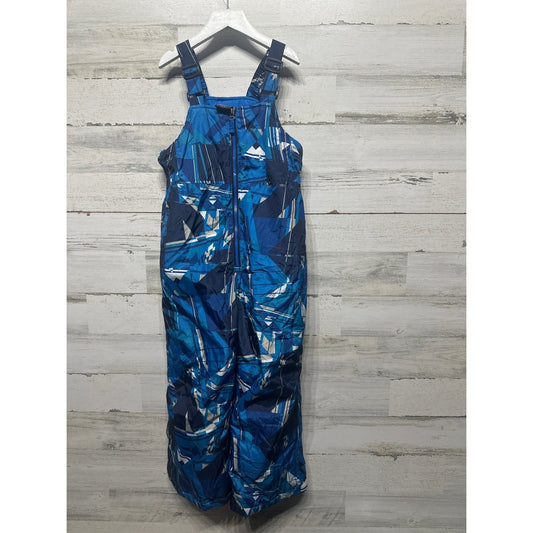 ZeroXposur Snow Bibs Boys Size 7 Blue Geometric Insulated Overalls EUC0