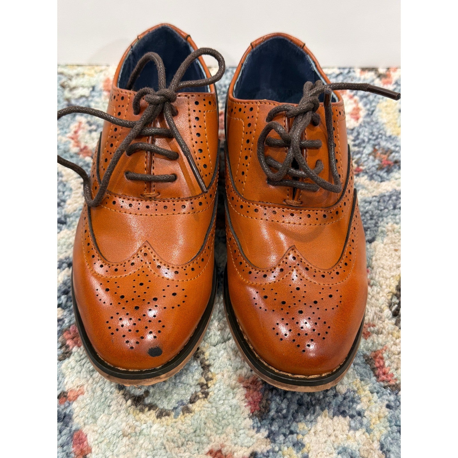 Bruno Marc Oxford Shoes Toddler 10 Brown Wingtip Brogue Formal *Flawed1