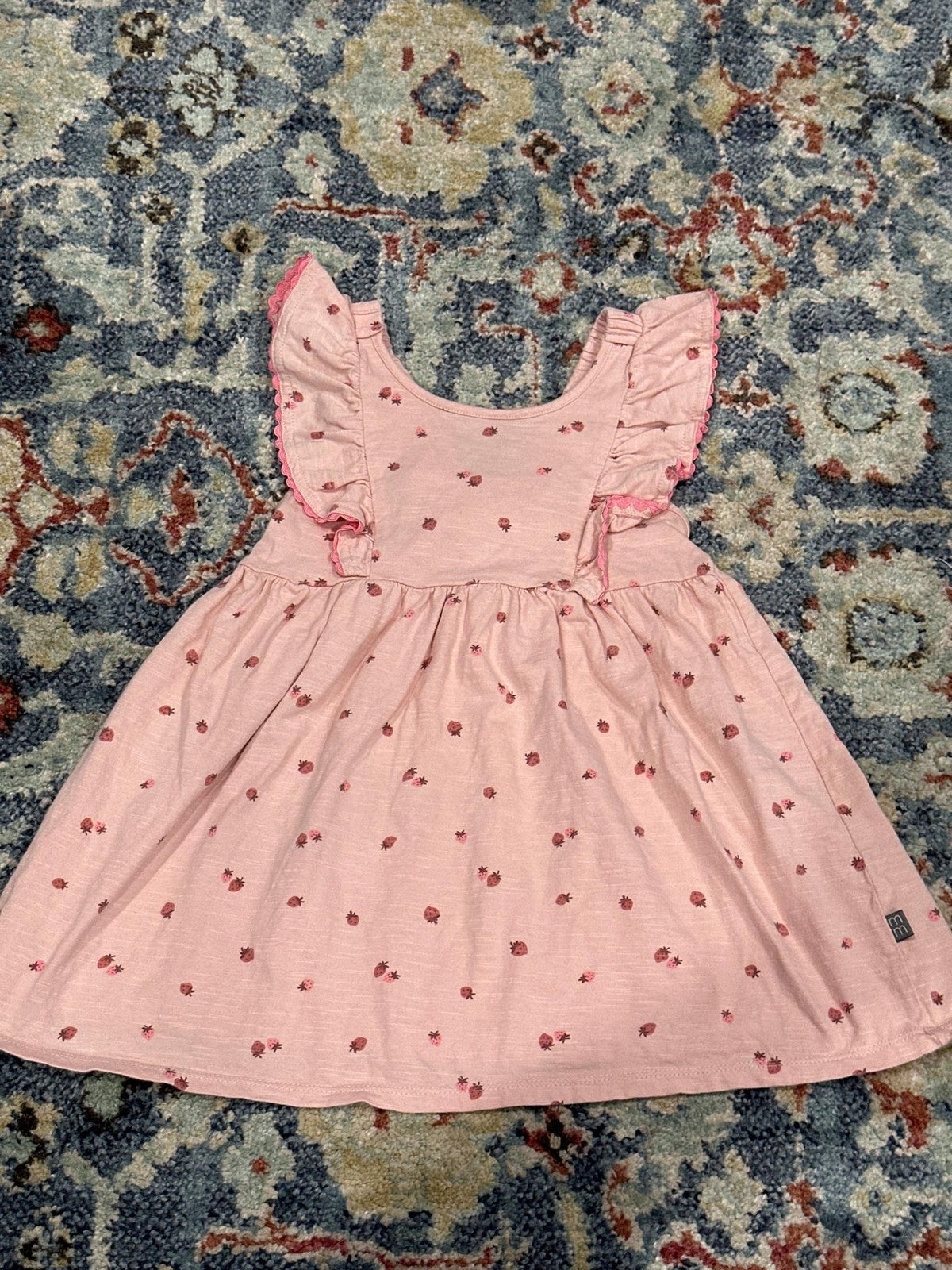 Modern Moments Dress Girls 3T Pink Strawberry Ruffle Flutter Sleeve EUC0