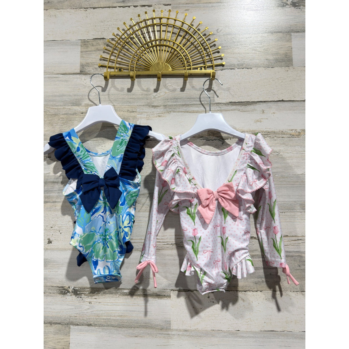 Little Bear Smocks Ruffle Bow One Piece Swimsuit Bundle Girls 3T Flawed*2