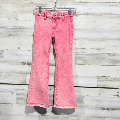 Rock & Roll Denim Bargain Button Flare Jeans Girls 10 Pink Acid Wash Western EUC0