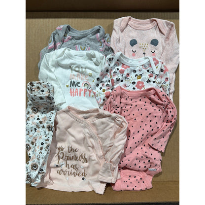 Gerber Onesies Leggings Bundle Girls NB Pink Floral Rainbow Babycore EUC0