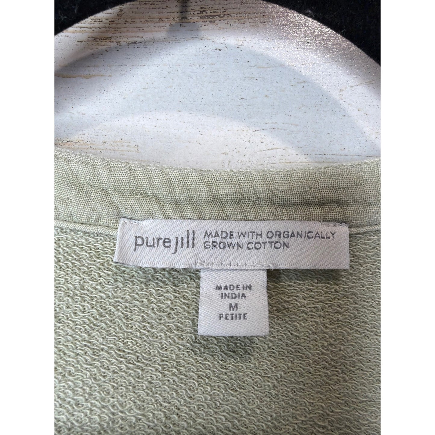 J. Jill Tunic Women Medium Petite Sage Green Organic Cotton Pockets EUC1