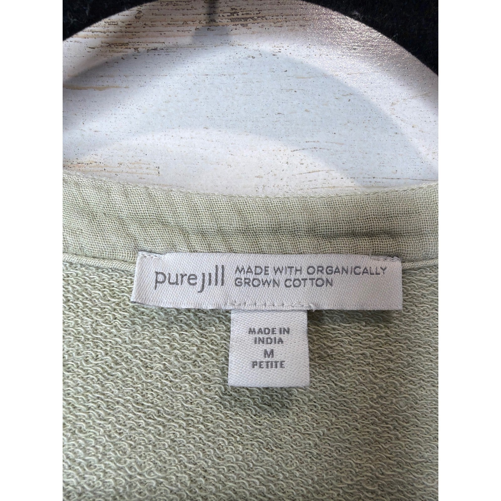 J. Jill Tunic Women Medium Petite Sage Green Organic Cotton Pockets EUC1