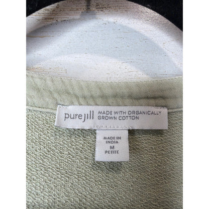 J. Jill Tunic Women Medium Petite Sage Green Organic Cotton Pockets EUC1