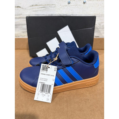 Adidas Grand Court 2.0 EL C Boys Size 1 Blue Gum Sole Sneakers Sporty NWT0