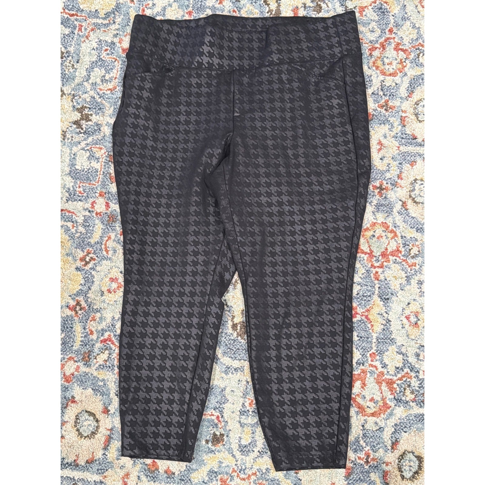 Torrid Pixie Pants Women 1R Black Houndstooth Tummy Control Work EUC1