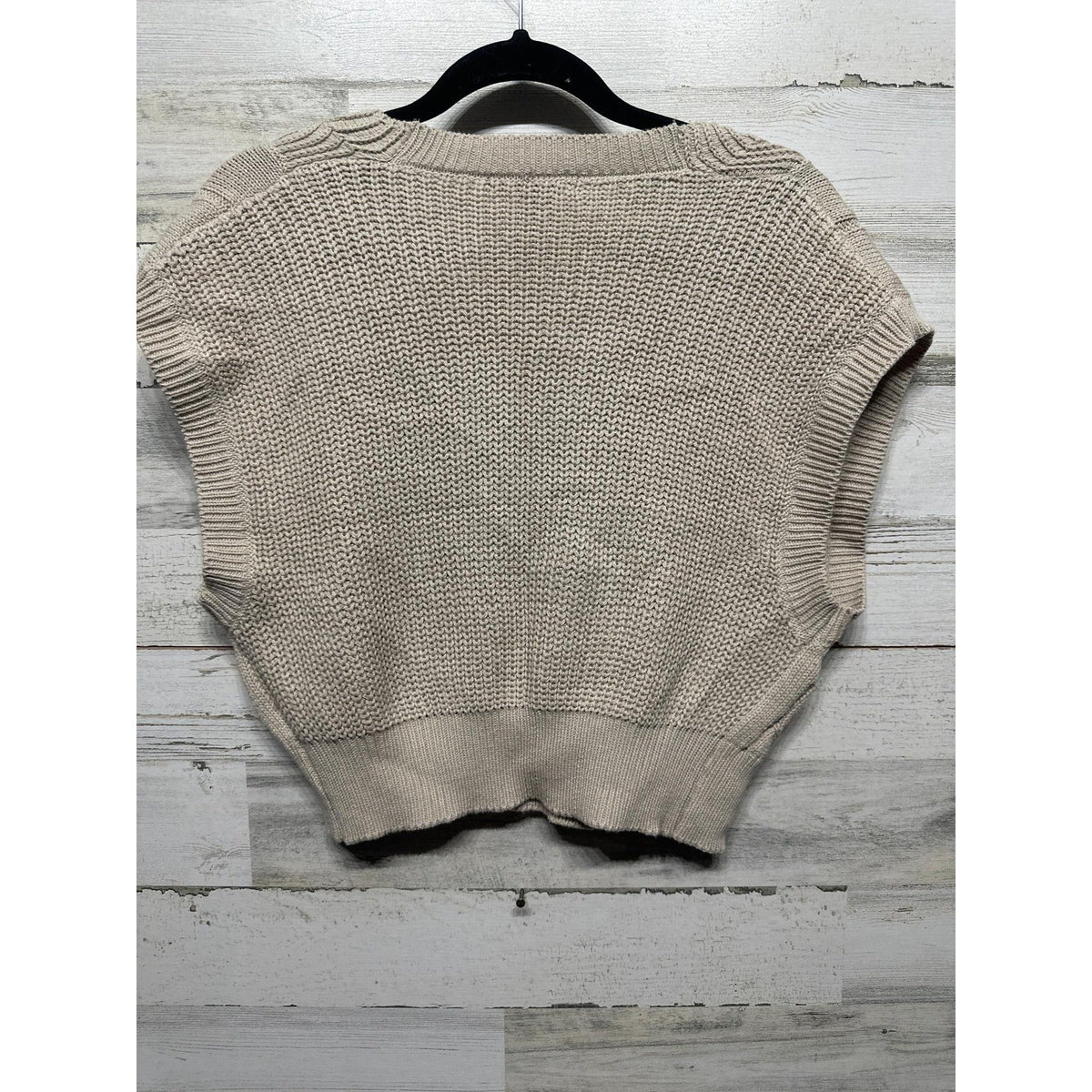Forever 21 Sweater Vest Women Small Beige Cable Knit Cropped Preppy EUC3