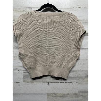 Forever 21 Sweater Vest Women Small Beige Cable Knit Cropped Preppy EUC3