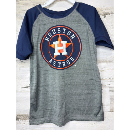 Houston Astros T-Shirt Boys XS 4/5 Gray Navy Raglan Baseball Sport0