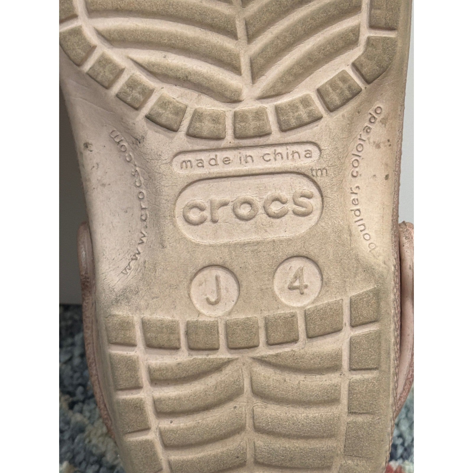 Crocs Classic Clog Girls 4 Rose Gold Glitter Sparkle Comfort9