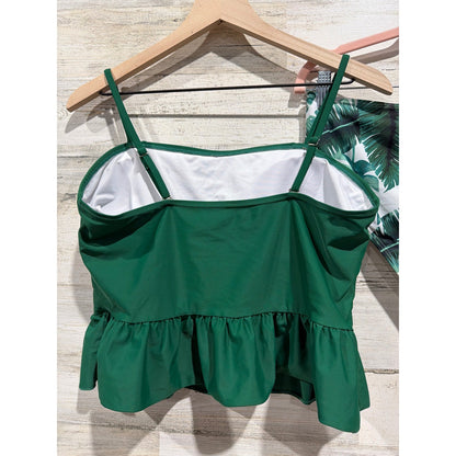 Boutique Tankini Swimsuit Women XL Green Palm Leaf Peplum Tropical EUC4
