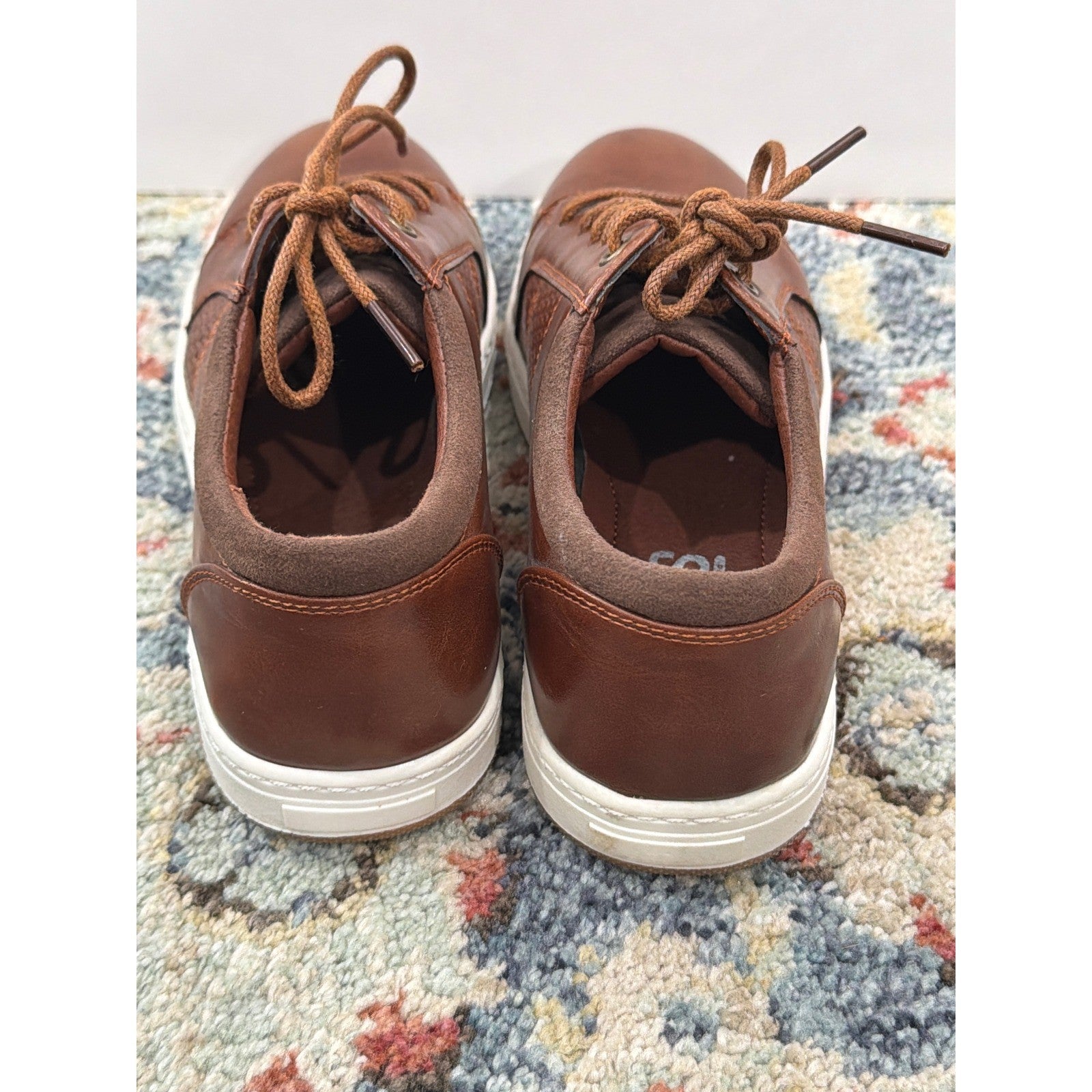Hawkwell Oxford Sneaker Boys Size 13 Brown Faux Leather Casual Preppy EUC3