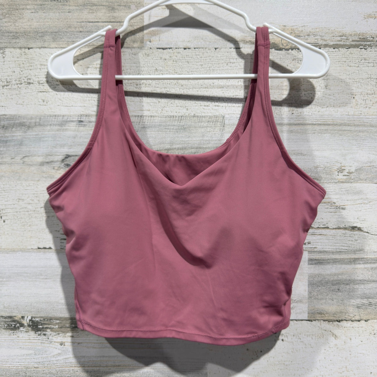 Crop Tank Women XXL Pink V-Neck Built-in Bra Activewear EUC0