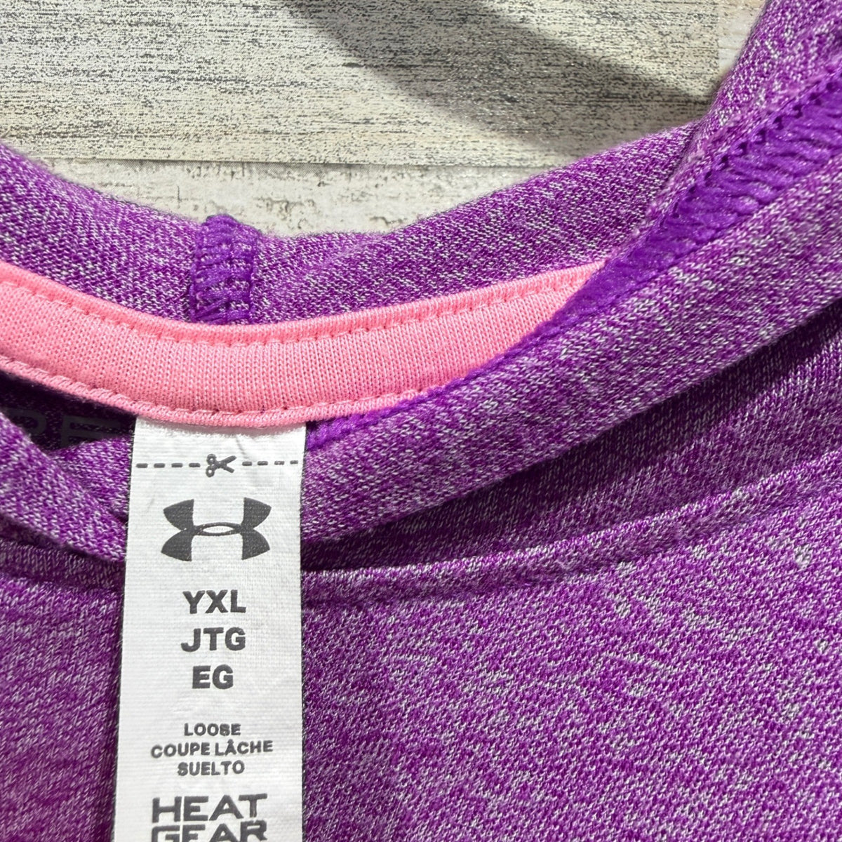 Under Armour HeatGear Hoodie Leggings Set Girls XL Purple Multi Print Athletic2