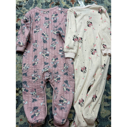 Disney Footed Sleeper Bundle Girls 6-9M Pink Cream Minnie Mouse2