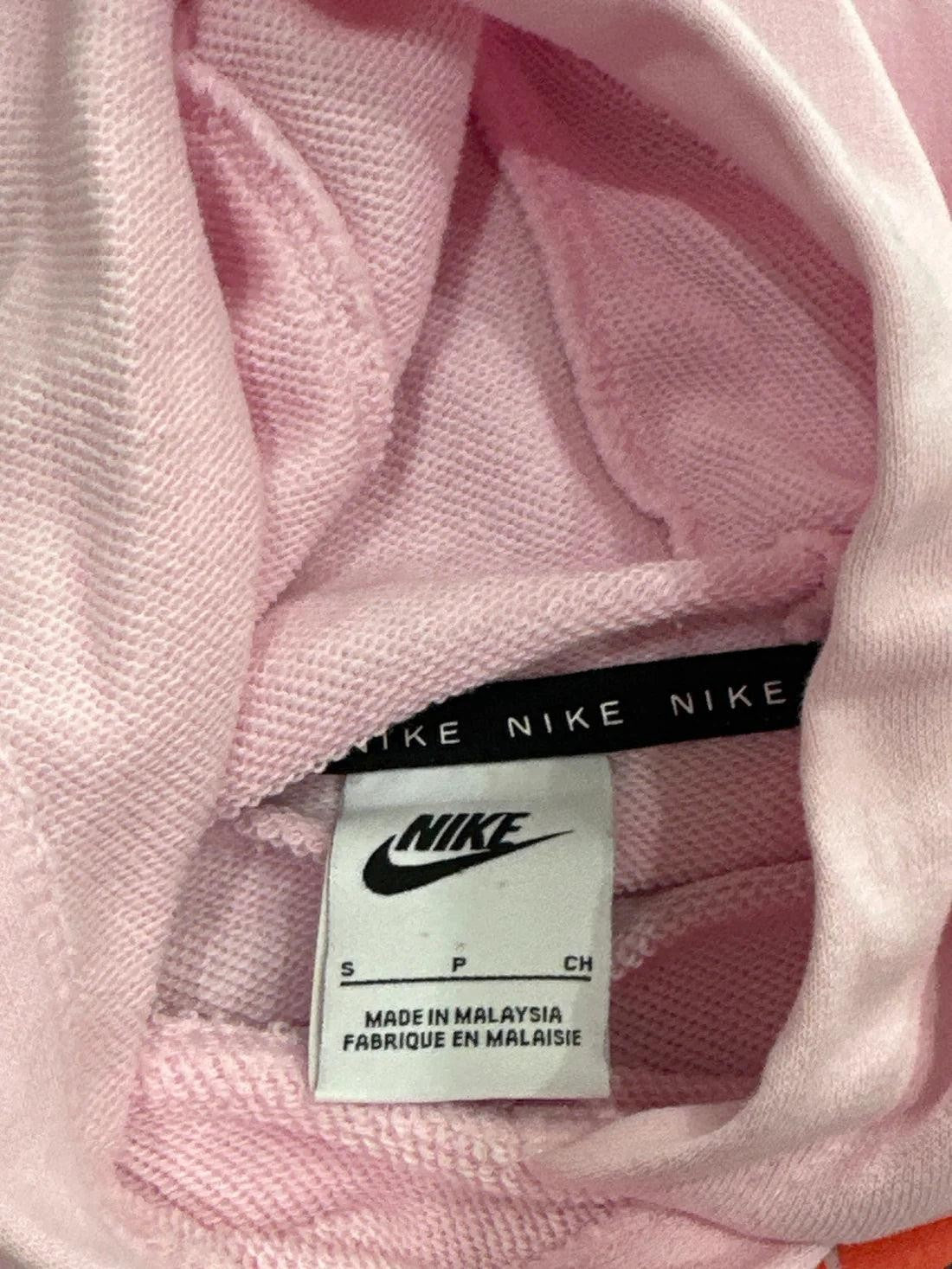 Nike Hoodie Girls Small Pink Cropped Graphic Logo Pullover EUC2