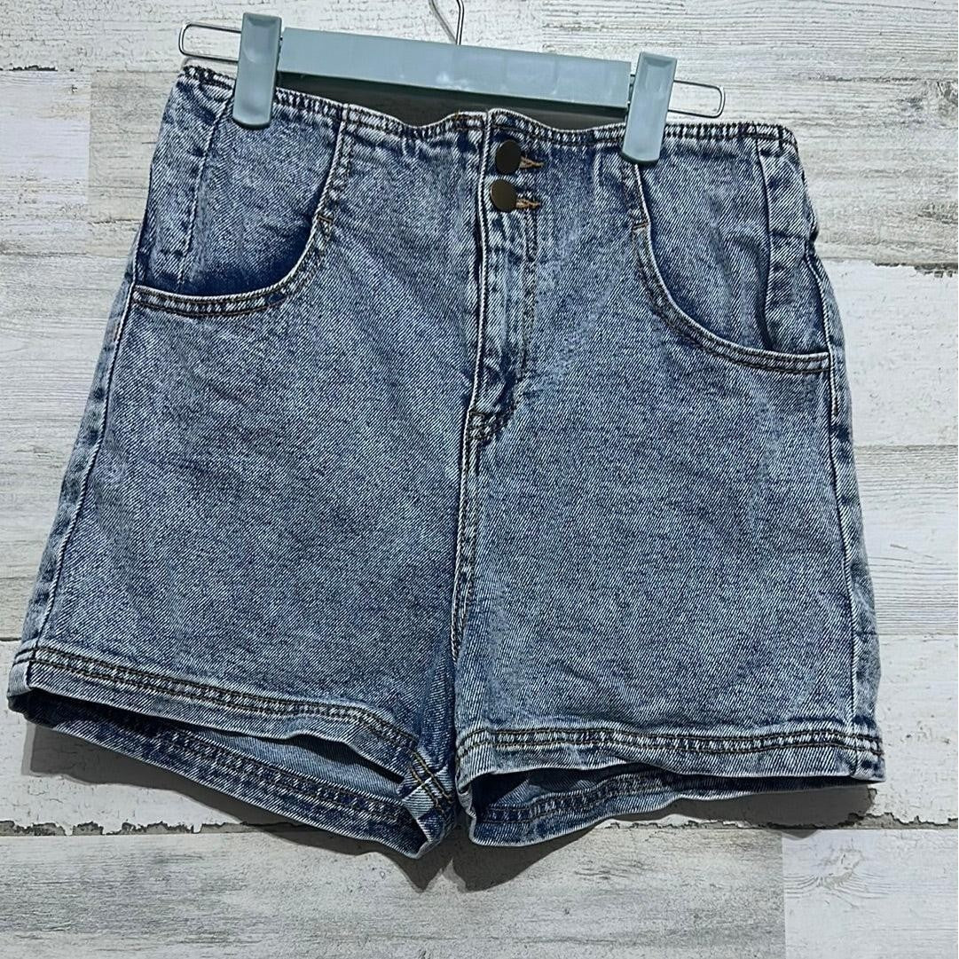 GB Girls Denim Shorts Girls 16 Blue Acid Wash High Waist EUC0