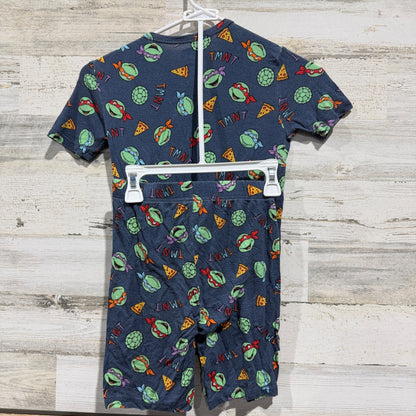 Nickelodeon TMNT Pajama Set Kids Size 10 Blue Pizza Print Short Sleeve Flawed*3
