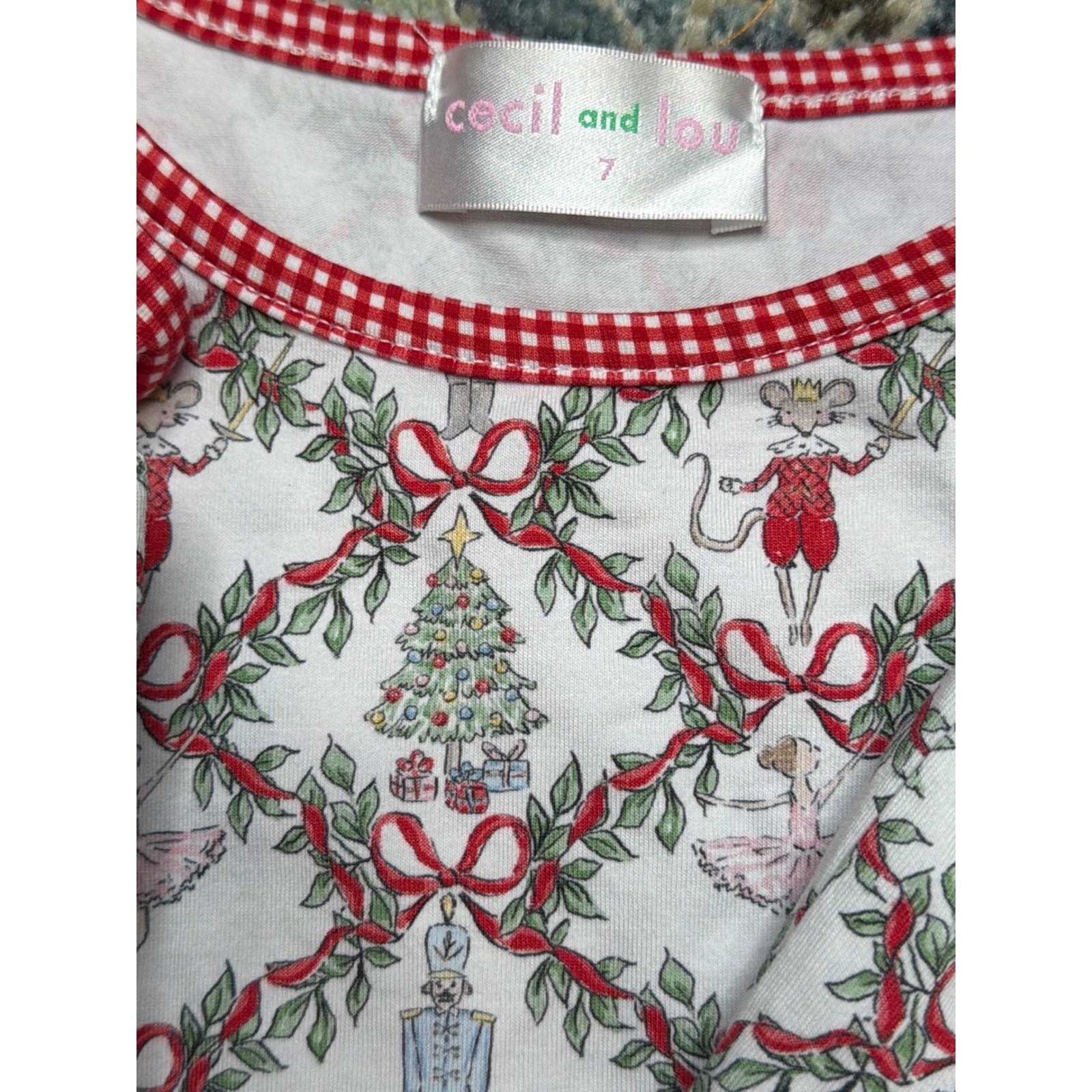 Cecil and Lou Pajama Set Girls 7 White Red Nutcracker Ruffle3