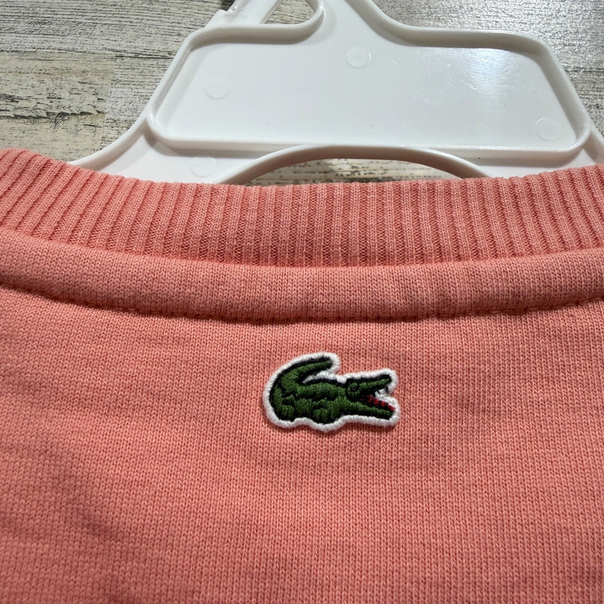 Lacoste Big Croc Logo Sweatshirt Girls Size 6 Peach Preppy EUC5