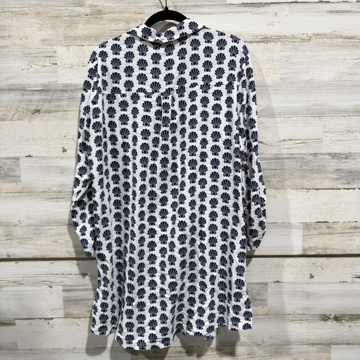 Talbots Shell Print Tunic Shirt Women XL 100% Cotton Coastal Preppy EUC4