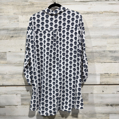Talbots Shell Print Tunic Shirt Women XL 100% Cotton Coastal Preppy EUC4