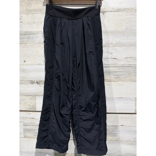 Old Navy Track Pants Girls 10/12 Black Mesh Trim Wide Leg Gorpcore EUC0