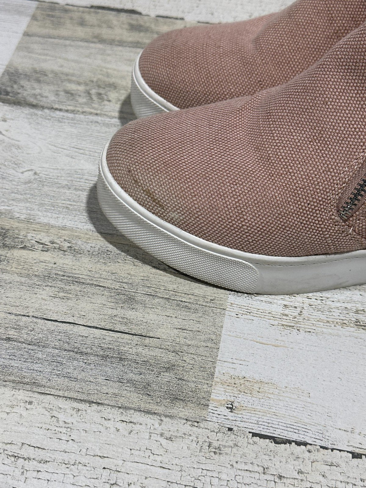 Soda Wedge Sneakers Women 7 Pink Canvas Side Zip Chunky Platform Wedge Shoes3
