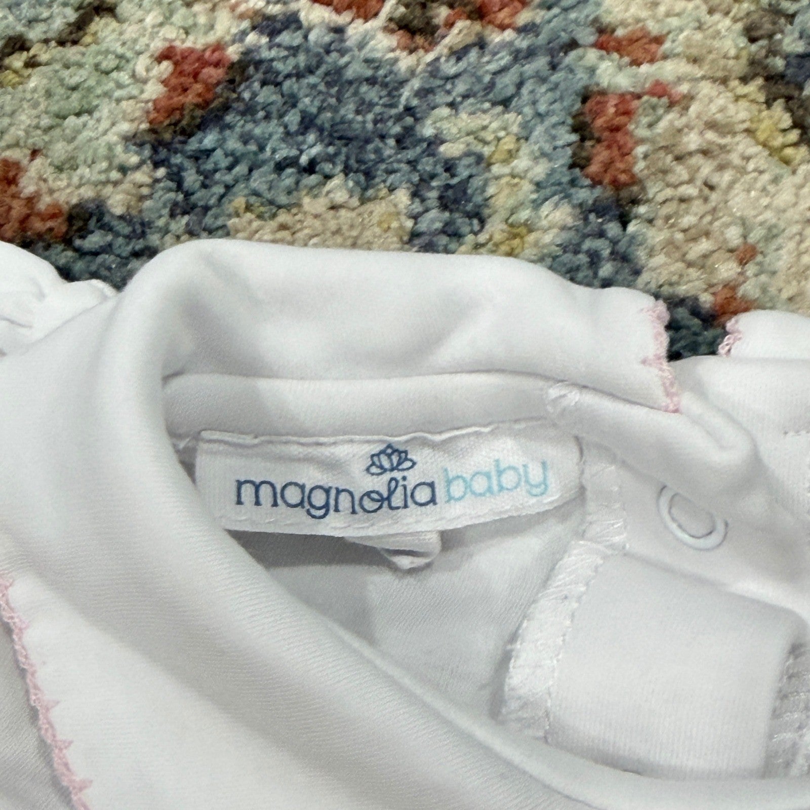 Magnolia Baby Smocked Set Fits Girls 3-6m White Pink Pima Cotton Heirloom EUC*4