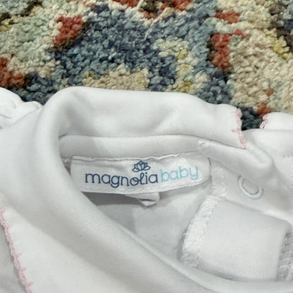 Magnolia Baby Smocked Set Fits Girls 3-6m White Pink Pima Cotton Heirloom EUC*4