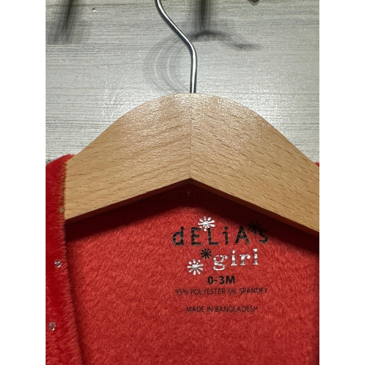Delia's Girl Long Sleeve Dress Girls 0-3M Red Polka Dot Velvet Holiday NWT2