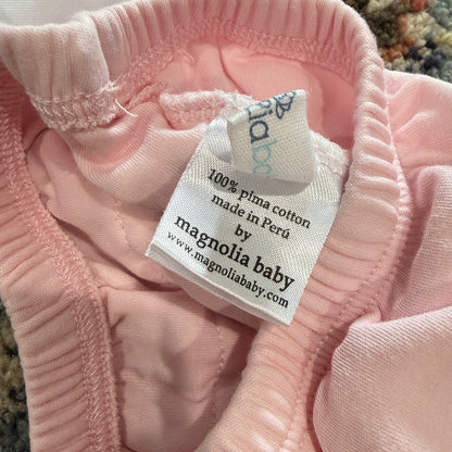 Magnolia Baby Smocked Set Fits Girls 3-6m White Pink Pima Cotton Heirloom EUC*10