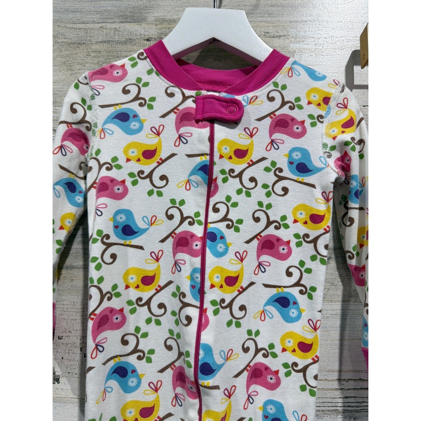 Hanna Andersson PJ Bundle Girls 3T Pink Bird Print Striped Organic Cotton EUC1