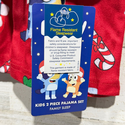 Bluey Pajama Set Kids 3T Red Christmas Holiday Fleece NWT3