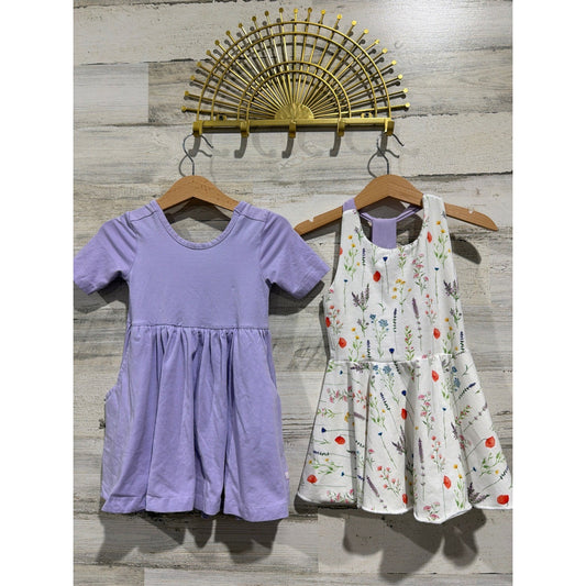 Dress Bundle Girls 2T Purple White Floral Cottagecore RuffleButts Handmade EUC0