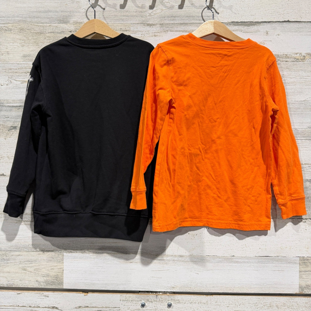 Carter's Halloween Tops Boys S 6-7 Orange Black Skeleton Pumpkin Spooky EUC3