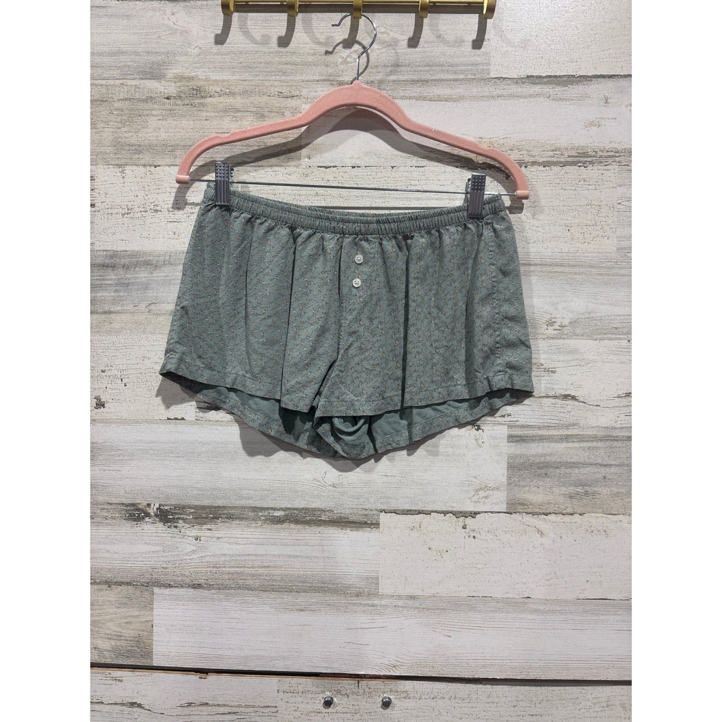 Brandy Melville Lounge Shorts Women One Size Green Floral Coquette EUC0