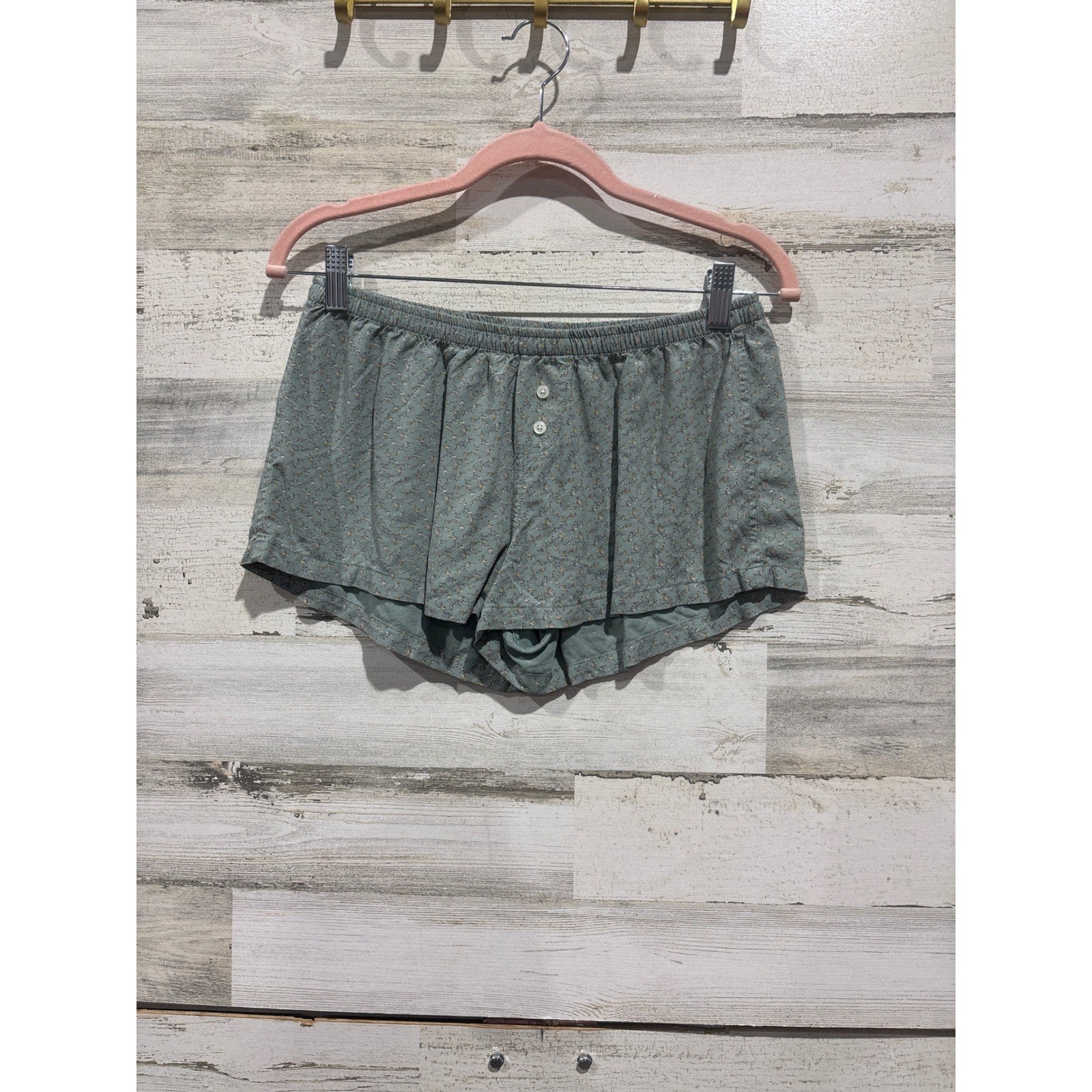 Brandy Melville Lounge Shorts Women One Size Green Floral Coquette EUC0