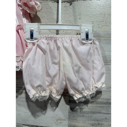 Vintage Dress Lot Girls 0-3M Pink White Lace Ruffle Floral Coquette *Flaws8