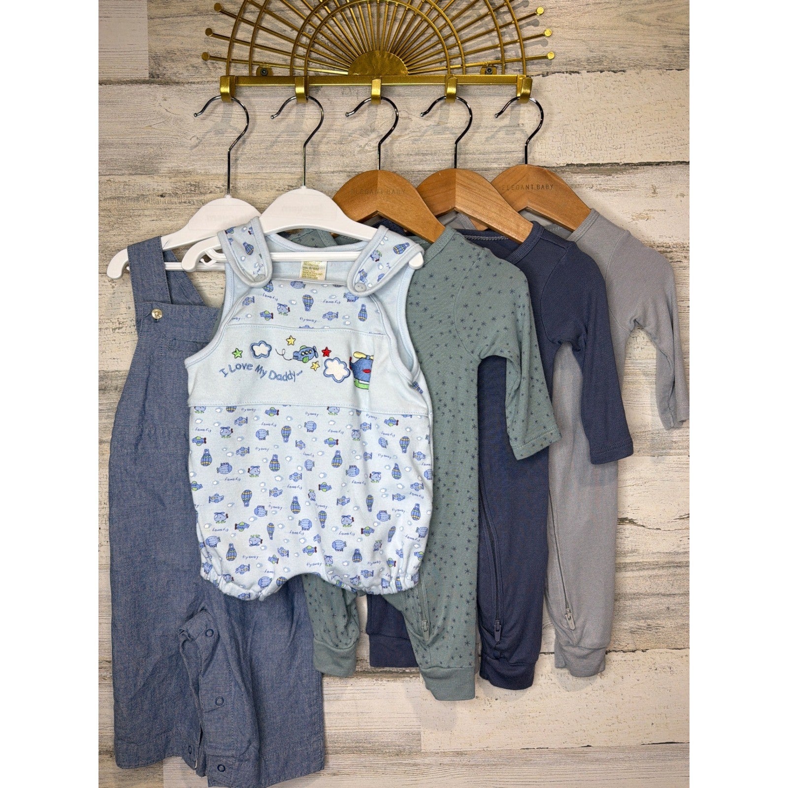 Cloud Island Baby Gap Boys 0/3m - 6/12m Blue Gray Sleeper Overall Romper Bundle0