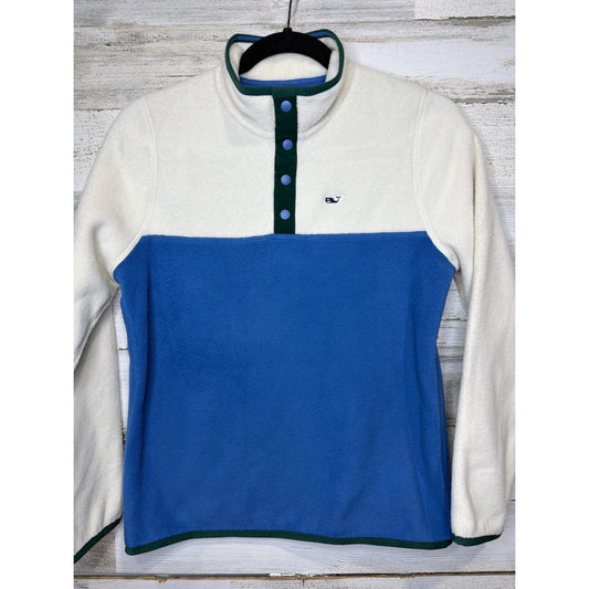 Vineyard Vines Fleece Pullover Boys Medium 12-14 Blue Cream Shep Shirt Preppy0