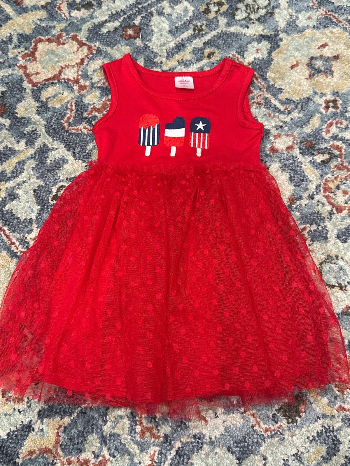 Celebrate Patriotic Tutu Dress Girls 3T Red Popsicle Stars Stripes EUC0