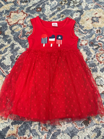 Celebrate Patriotic Tutu Dress Girls 3T Red Popsicle Stars Stripes EUC0