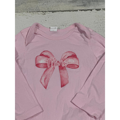 Unbranded Bodysuit Girls 12-18M Pink Bow Graphic Long Sleeve EUC1