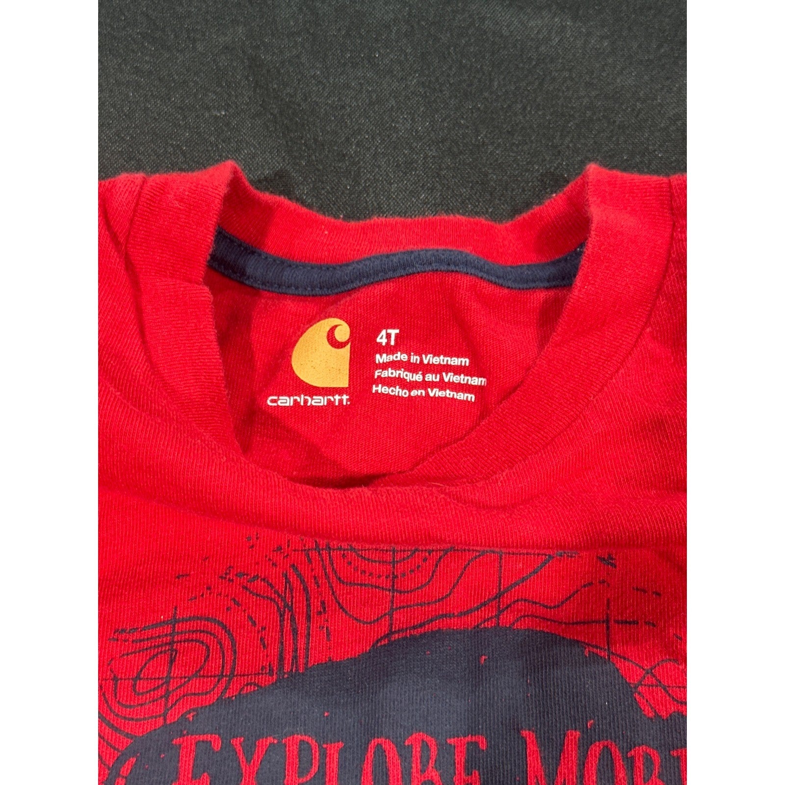 Carhartt Graphic T-Shirt Boys 4T Red Explore More Bison EUC3